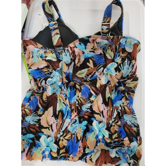 NWT A Shore Fit 14 Swish Tummy Solutions Mesh Tankini Swim Top 110938 - Picture 2 of 2